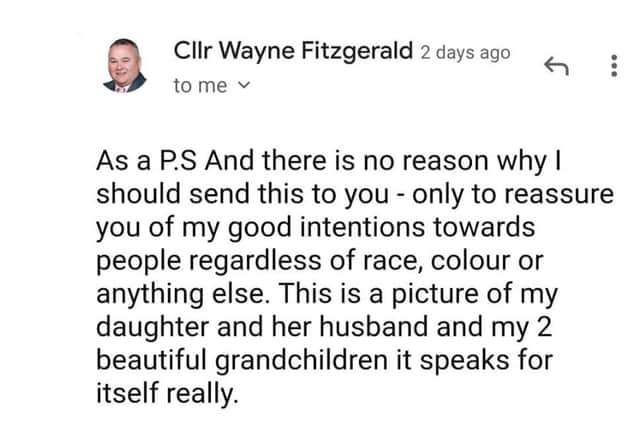 The second message sent by Cllr Fitzgerald