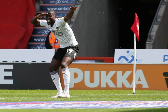 Idris Kanu of Peterborough United celebrates his goal. Photo: Joe Dent/theposh.com.
