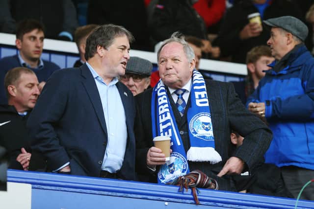 Barry Fry (right) with Posh co-owner Stewart 'Randy' Thompson.
