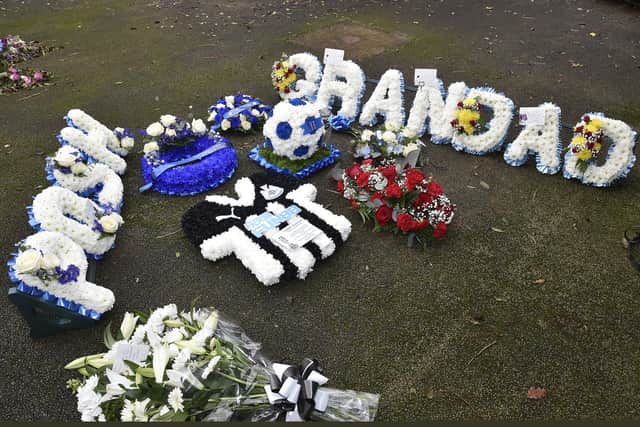 Floral tribute for Posh legend Tommy Robson who passed away in October.