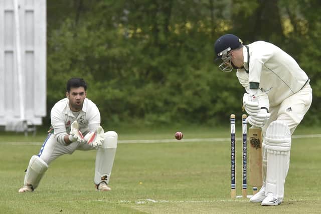 Castor's Marcus Papworth is caught behind in the Cambs League win over Huntingdon.  Photo: David Lowndes.