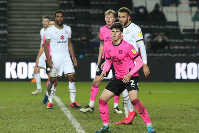 Ronnie Edwards in League One action at MK Dons in December. Photo: Joe Dent/theposh.com.