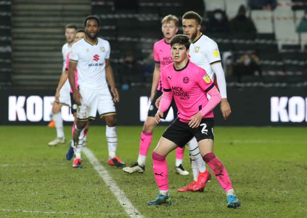 Ronnie Edwards in League One action at MK Dons in December. Photo: Joe Dent/theposh.com.