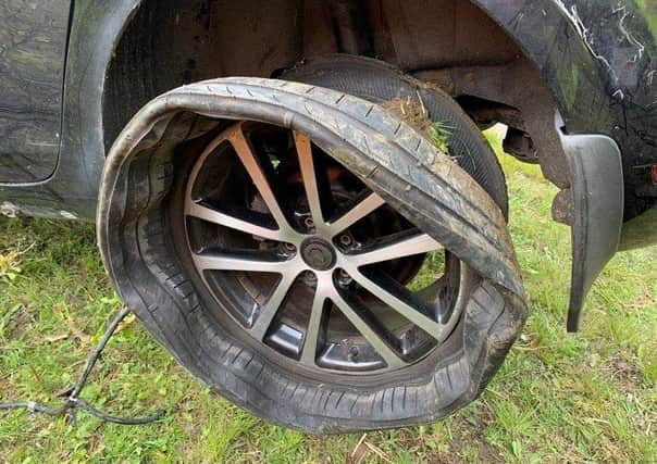 The tyre that blew out on an Audi TT on the A1M.