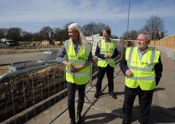 Cllr Wayne Fitzgerald, right,  during a visit to the university site at Bishop's Road.