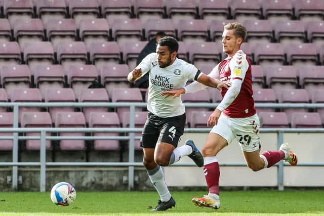 Nathan Thompson in action for Posh at Northampton Town last season.