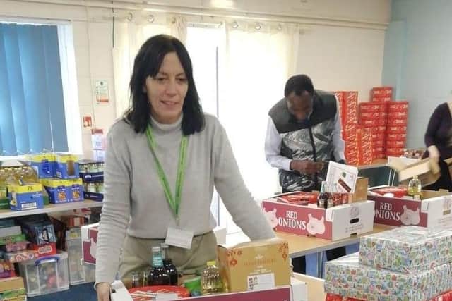 Christmas hampers being prepared by Family Voice Peterborough