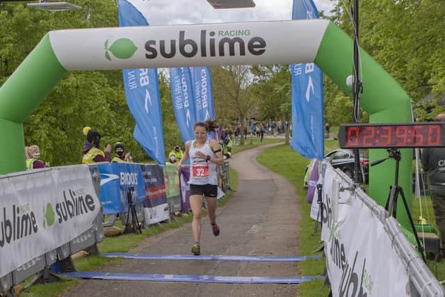 Peterborough Marathon winner Georgina Schweining. Photo: Steve Inger Photography.