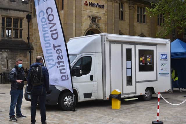 The testing van in Cathedral Square earlier this week