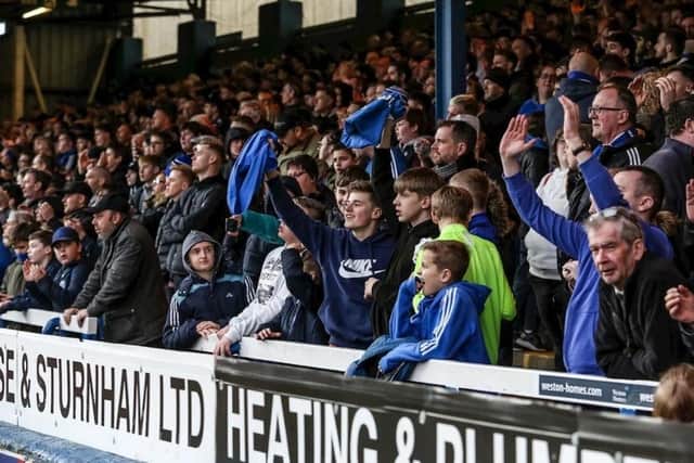 Posh fans in the London Road End terrace Photo: Joe Dent.