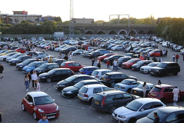 A previous car meet at the Fair Meadow car park, Oundle Road earlier this year EMN-210529-213956009