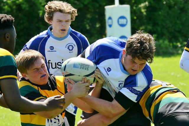 Action from Peterborough Lions Colts (blue) v Deeping. Photo: Mick Sutterby.