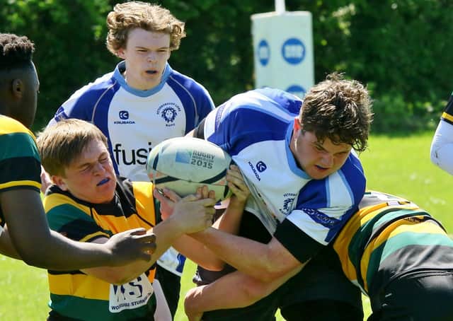 Action from Peterborough Lions Colts (blue) v Deeping. Photo: Mick Sutterby.