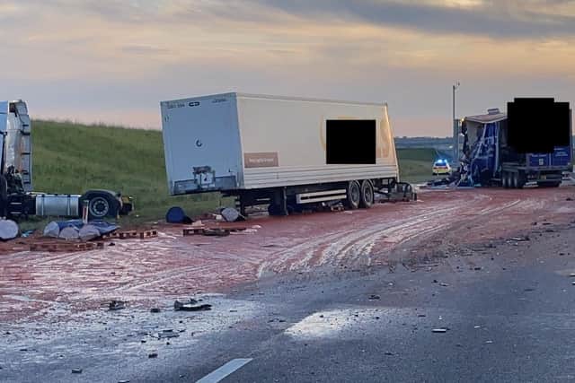 Tomato spills onto the A14.