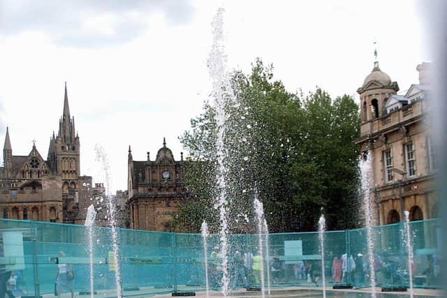 The fountains in Cathedral Square