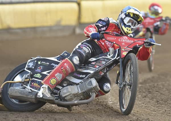 Scott Nicholls on his way to a paid maximum for Panthers against King's Lynn Stars. Photo: David Lowndes.