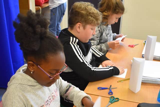 The pupils taking part in STEM activities