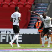 Idris Kanu celebrates his goal against Doncaster. Photo: Joe Dent.