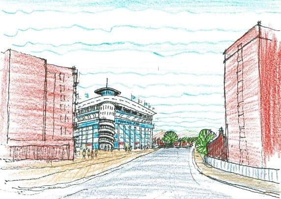 A sketch plan from Kemal Mehmed of a new Peterborough United stadium at London Road