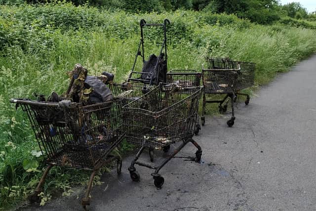 Trolleys fished out of Fletton Lake.