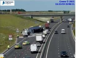 Two lorries have collided on the A14.