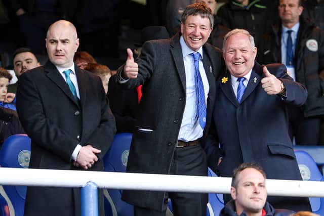 Peterborough United Director of Football Barry Fry with Co-Owner Dr Jason Neale in the stands.