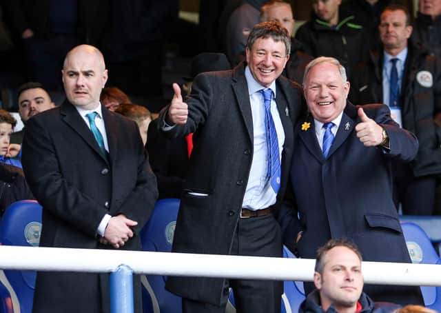 Posh director of football Barry Fry (right) with club co-owner Dr Jason Neale (centre).