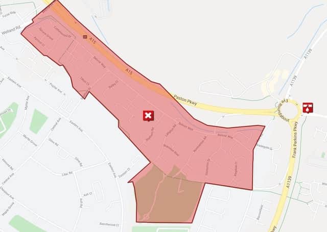 The area of Welland affected by the burst water main.