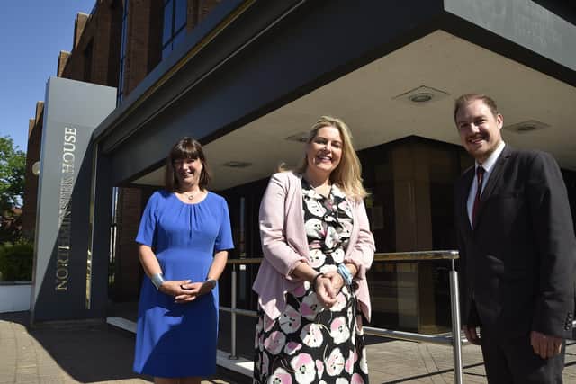Opening of the new Job Centre at Northminster House, Peterborough by Employment Minister Mims Davis. Pictured are  Julia Nix, the district manager and Dave Lancaster district operations leader for Cambs EMN-210616-160047009
