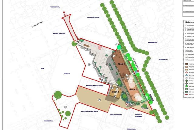 A site plan for the Staniland Court development.