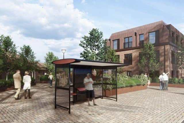 A visual on the planned new bus stop along Goodwin Walk.