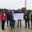 Levelling up fund bid at the University site at Bishop's Road. The official party with Council leader Wayne Fitzgerald, MP for Peterborough Paul Bristow and Principal Professor Ross Renton. Picture: David Lowndes