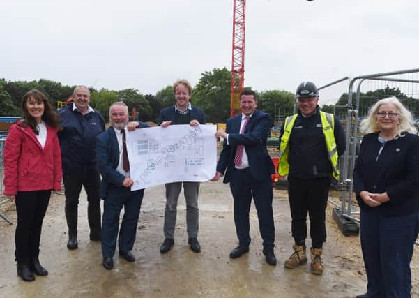 Levelling up fund bid at the University site at Bishop's Road. The official party with Council leader Wayne Fitzgerald, MP for Peterborough Paul Bristow and Principal Professor Ross Renton. Picture: David Lowndes