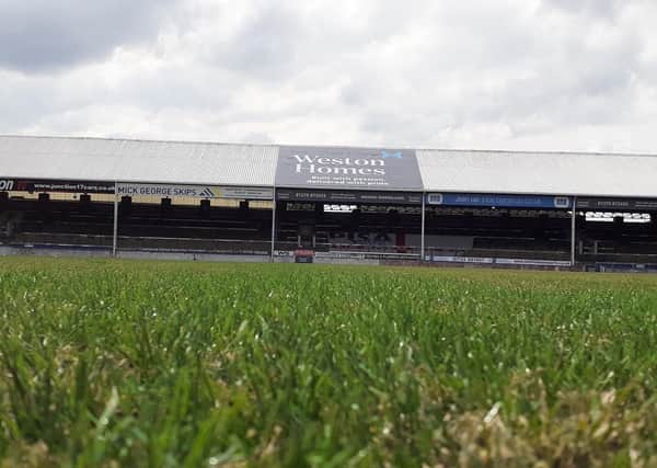 The Weston Homes Stadium pitch.