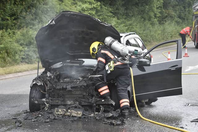 The car fire at Boongate. EMN-210621-155740009