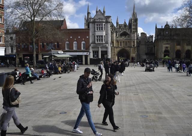 Peterborough City Centre as Covid 19 lockdown restrictions eased on April 12. EMN-211204-173454009