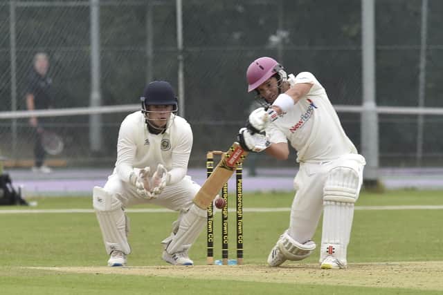Peterborough Town skipper David Clarke during an innings of 40 against Cambridge CC. Photo: David Lowndes.