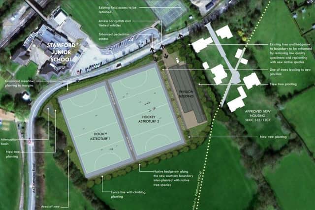 Plans for a new sports centre and pitches at Stamford High School