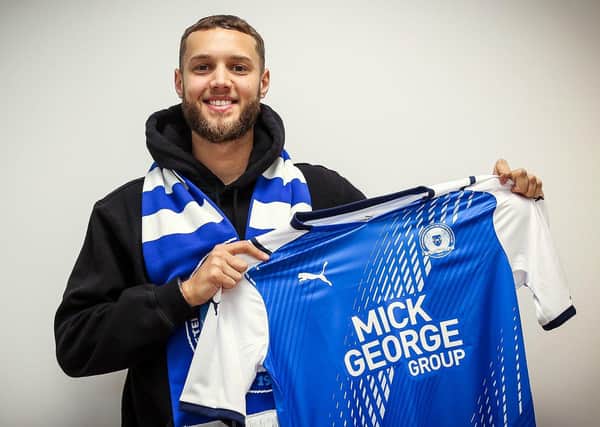 New Posh signing Jorge Grant after he completed his move to the Weston Homes Stadium. Photo: Joe Dent/theposh.com.