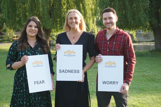 Mind Over Cancer charity founder Susie Shaw (wearing black dress) with ex cancer patient Luke Bordoli-Marsh and wife Ella