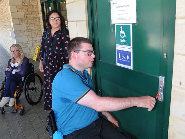 Graham Barnes trying to access the Changing Places toilet at Car Haven Car Park