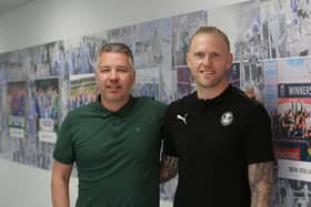 Posh manager Darren Ferguson (left) with his first summer signing goalkeeper David Cornell.