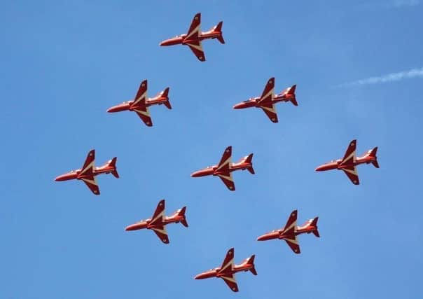 Red Arrows will fly overCambridgeshire today. Photo: @MilitaryAirshow