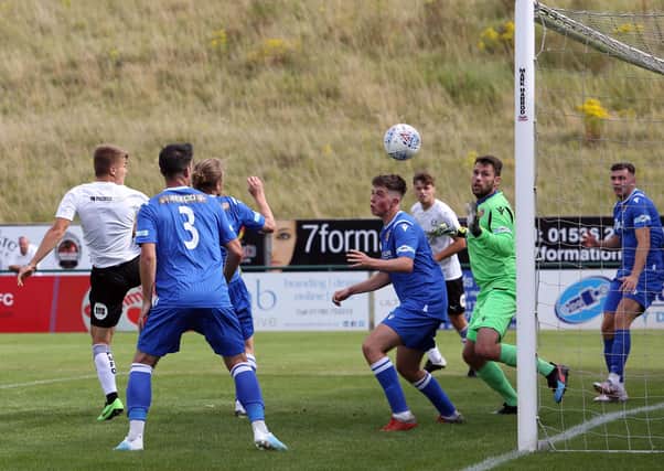 Action from Posh at Stamford in August, 2020.