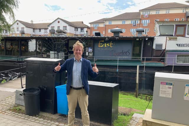 Paul Bristow MP outside Charters.
