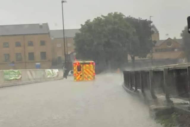 Torrential flooding in Bourges Boulevard on Friday (July 9).