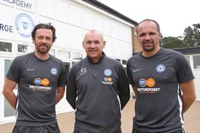 From left, Posh Under 18s manager Simon Davies, Academy Director Kieran Scarff and Under 23s manager Matthew Etherington.