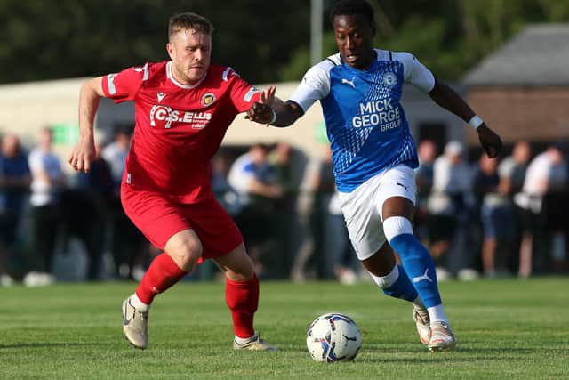 Siriki Dembele in action for Posh at Stamford. Photo: Joe Dent/theposh.com.