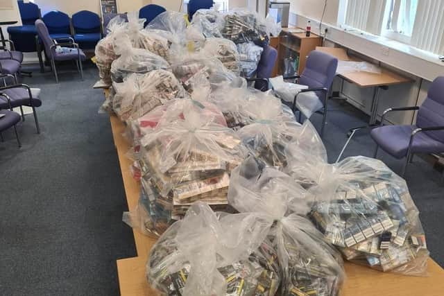 Illegally imported cigarettes seized.