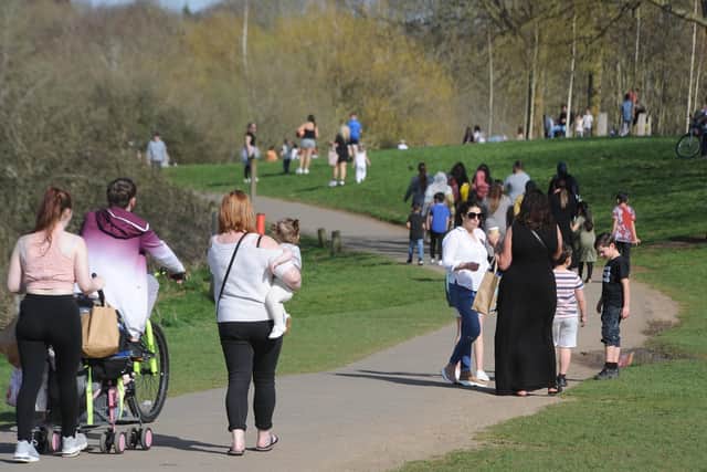 Crowds of people at Ferry Meadows.